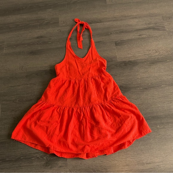 American Eagle Outfitters Dresses & Skirts - American Eagle Orange Halter Dress Size M. Smocked Back in Like New Conditions